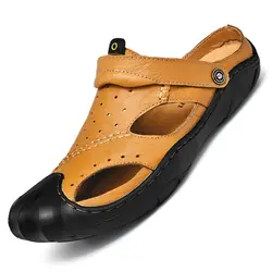 Мужские сандалии летние мужские повседневные кожаные Нескользящие дышащие сандалии baotou и тапочки обувь для пляжного отдыха