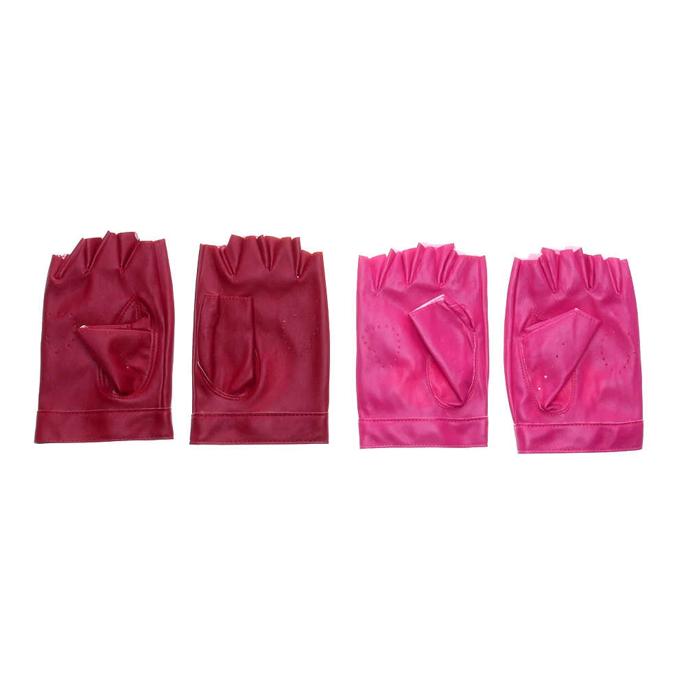 Новые женские Панк кожаные для вождения байкерские митенки без пальцев танцевальные мотоциклетные перчатки милые сексуальные модные розовый подарок для леди