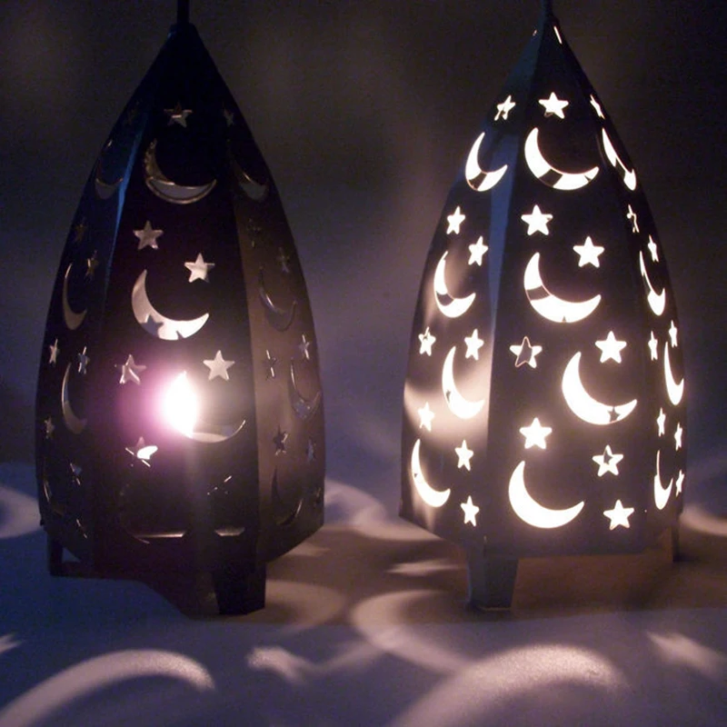 Новый креативный металлический подсвечник со звездой и луной Tealight винтажный