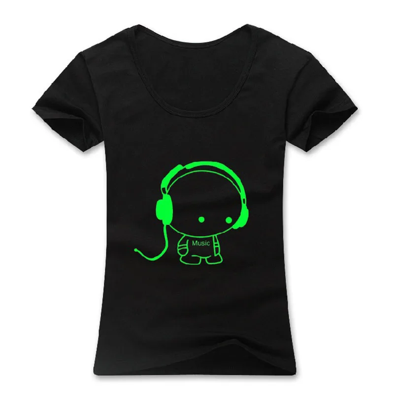 

Short Sleeved T-shirt Fluorescent Creative Personality Couples Dress Fashion T-shirt Luminous Cotton Men Women AIC88