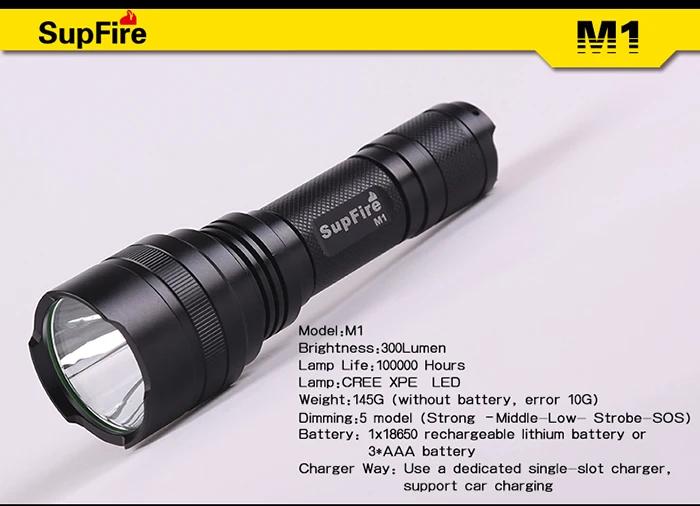 SupFire m1-xpe CREE XM L2 Q5 светодиодный фонарик Водонепроницаемый IP67 тактический фонарь для кемпинга 18650 Батарея