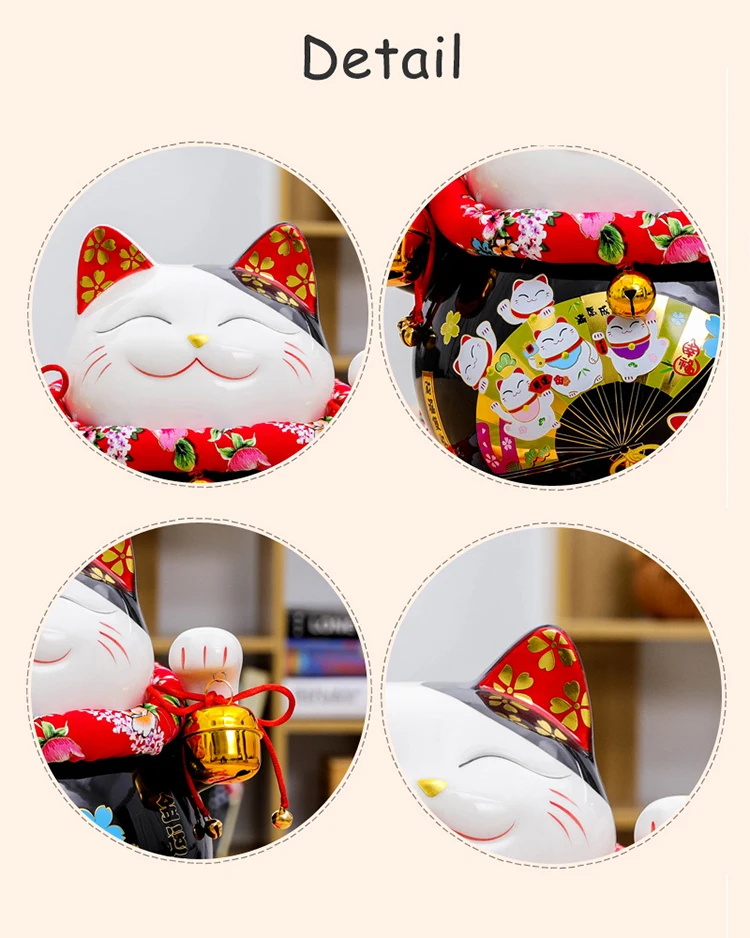 10 дюймов японская керамика Maneki Neko Lucky статуя кота фарфоровая черная удача кошка копилка фэншуй орнамент украшение дома