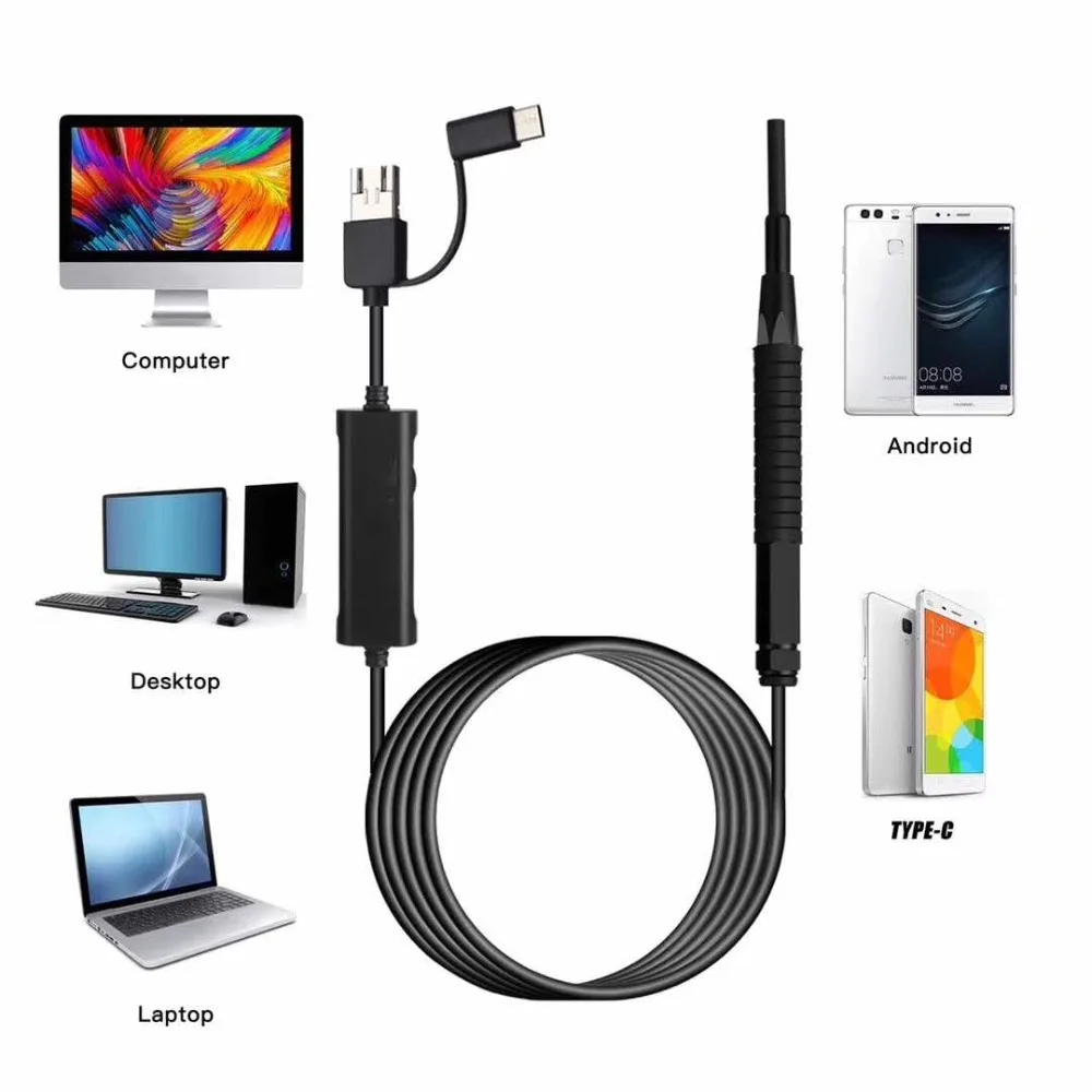 Эндоскоп для чистки ушей 3 в 1 9 мм/5 5 мм USB/Wi Fi|Камеры видеонаблюдения| |
