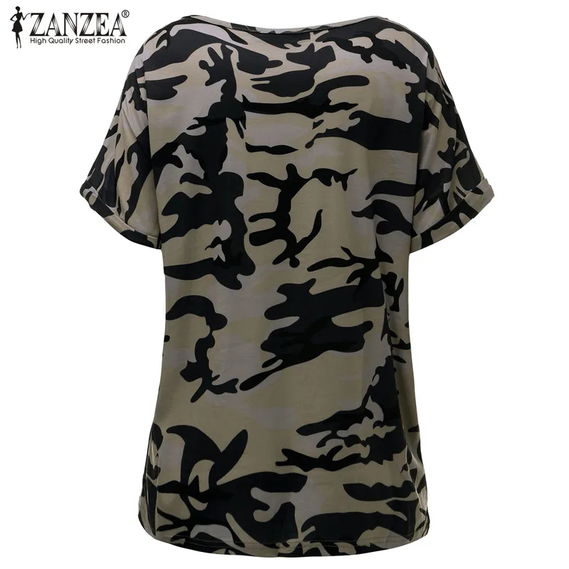 Женская Сексуальная футболка с v-образным вырезом, Zanzea, Летние повседневные свободные топы с коротким рукавом, хлопковые одноцветные пуловеры, футболки размера плюс