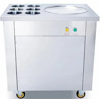 

High efficiency fried ice cream roll machine 304 stainless steel machine with 6 tanks