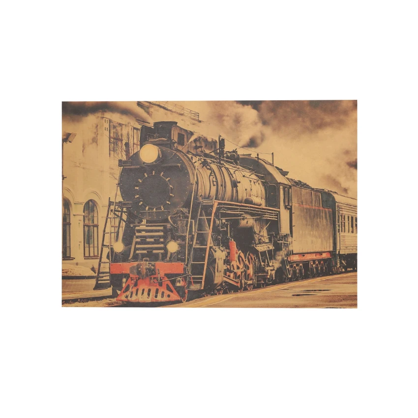 TIE LER винтажный Паровозик Ностальгический винтажный крафт-бумажный плакат украшение живопись наклейки на стену 36X51,5 см
