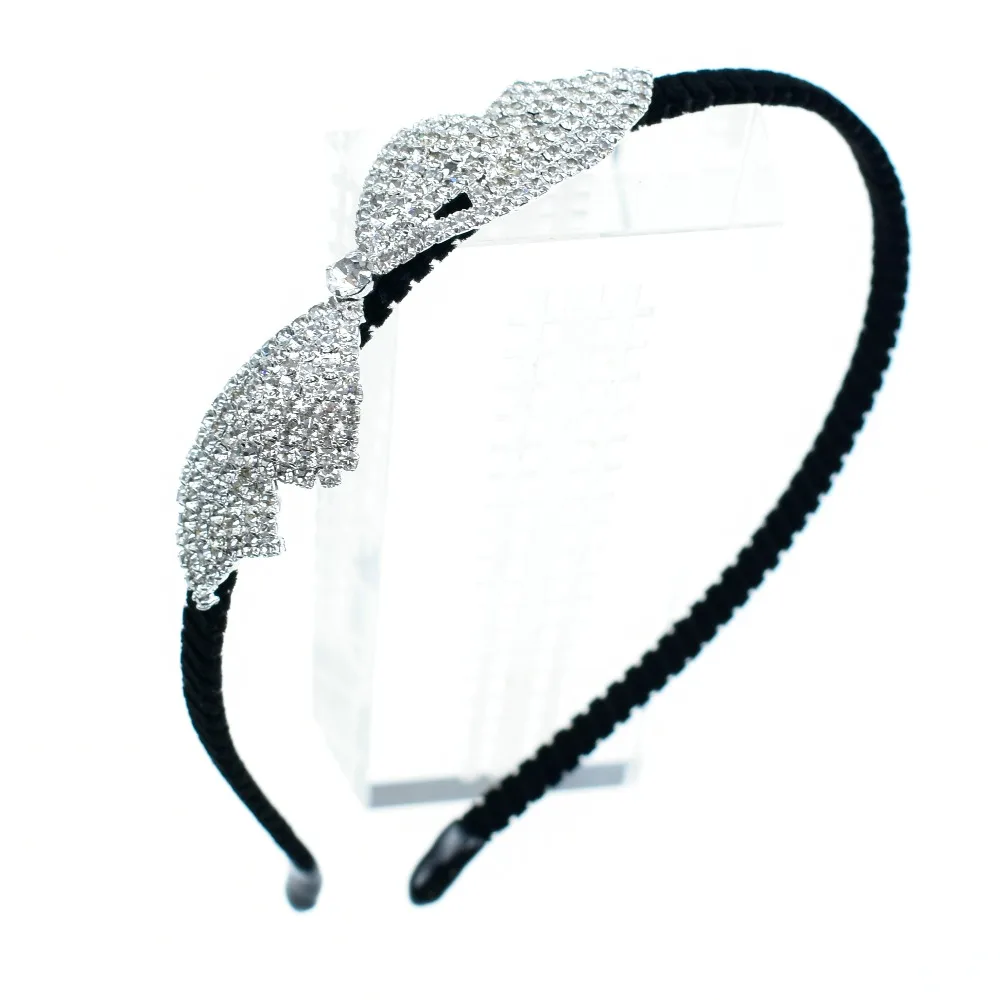 

E-Bloom Korean Fashional Shining Rhinestone Headband Bow Leaves Fantastic Hair Accessories for Women Cute Girls Headdress