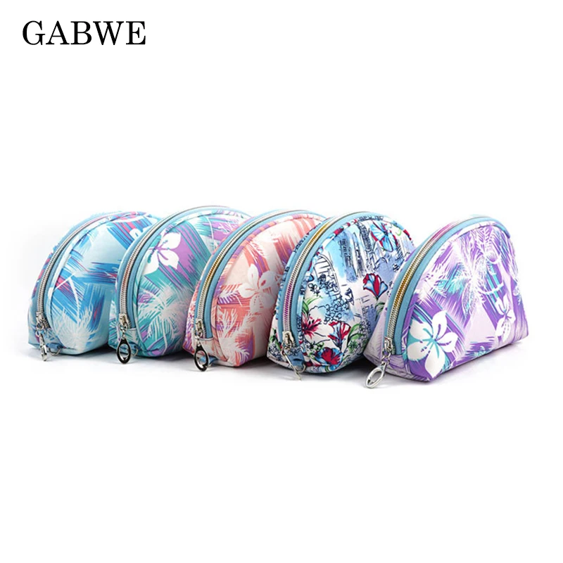 

GABWE New Women Floral Print Delicate Travel Cosmetic Bag Makeup Case Pouch Toiletry Fresh Multifunctional Storage Bags Portable