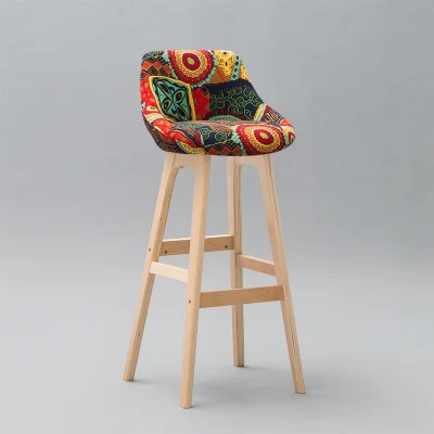 Барный стул из твердой древесины, домашний барный стул, вращающийся барный стул, модный современный минималистичный Европейский Креативный высокий стул - Цвет: style13