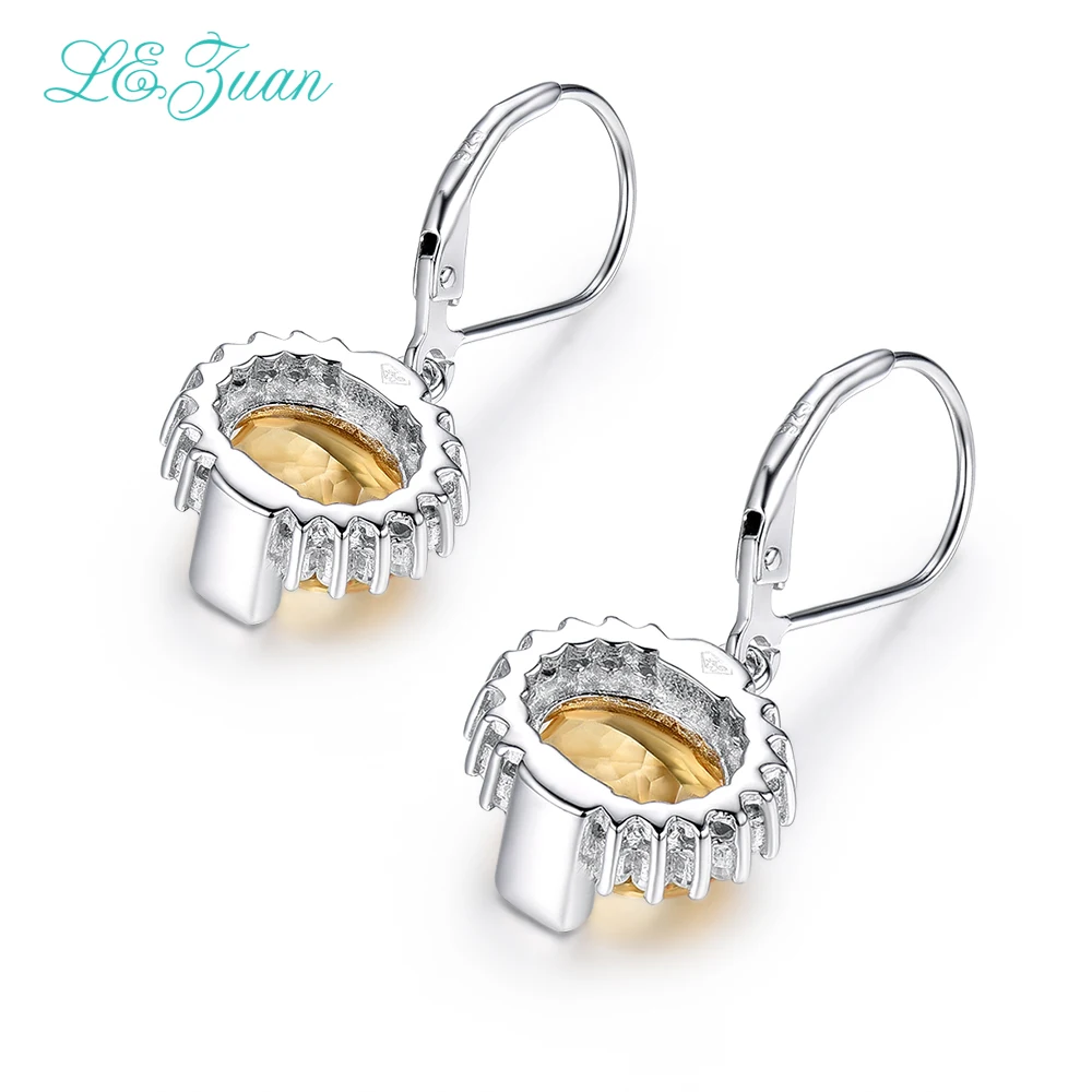 

I&zuan 4.81ct Natural Citrine Drop Earrings Real 925 Sterling Silver Jewelry Lace Luxury Earrings For Women