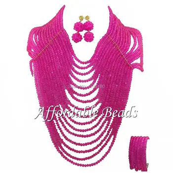 

Fuschia Beaded Nigerian Jewelry Nice African Beaded Jewelry ABW025