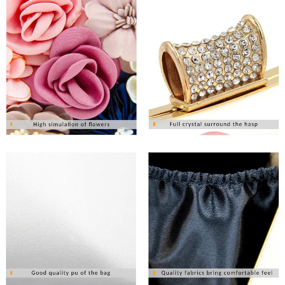 Milisente Women Evening Bags Luxury Designer Crystal Hasp Flower Bag Girls PU Leather Shoulder Bag for Wedding Female Day Clutch Milisente Women Evening Bags Luxury Designer Crystal Hasp Flower Bag Girls PU Leather Shoulder Bag for Wedding Female Day Clutch