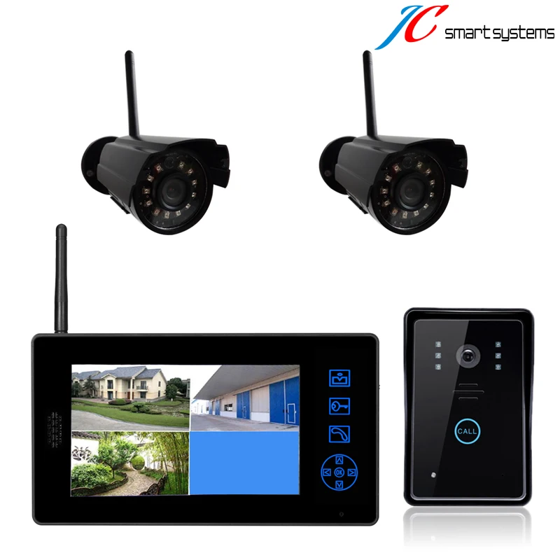

2.4G wireless monitoring system waterproof HD camera intelligent doorbell camera 7" inch monitor for home guard ecurity