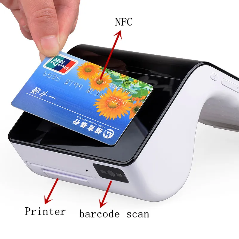 Все в одном 7-дюймовый NFC читатель сканер штрих-кода портативный POS платежная система с принтера камеры 4 г сим-карта 2 экраны pt7003