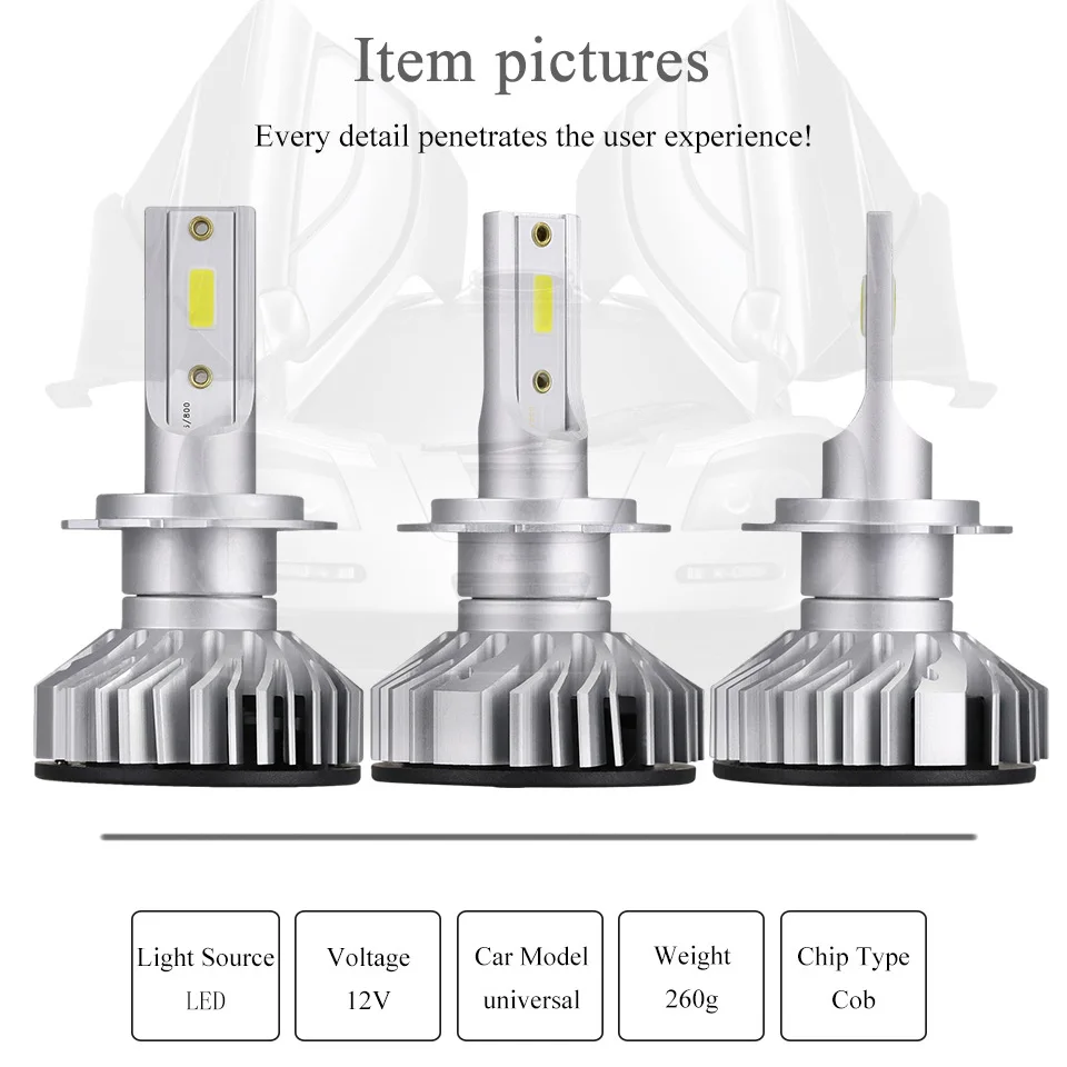 ANMINGPU 2x 12000LM/набор Автомобильных Фар H4 Led H7 Фары лампы H11 H1 H3 9005 9006 6000K COB Авто