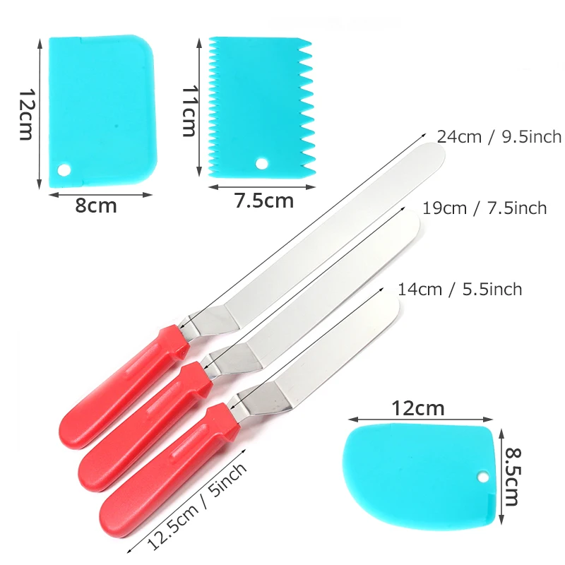 Профессиональные шпатели для украшения торта из нержавеющей стали, набор шпателей для глазури, инструменты для выпечки("-6"-" лезвие
