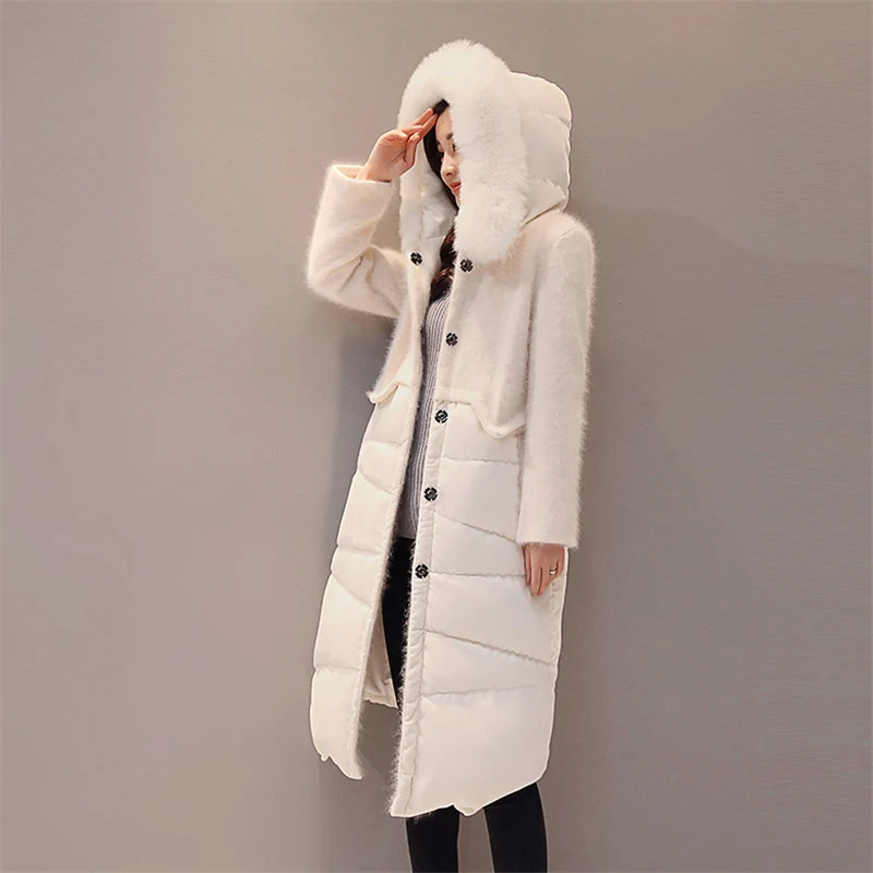 Fourrure Yp2160 blanc Du Duvet Mode Bas Longue Manteau D'hiver pourpre De Minces Vers Blanc Femme Grand Nouvelle Femmes En Veste Col Parka Velours Canard Le Noir Couture FxEqHHwgO