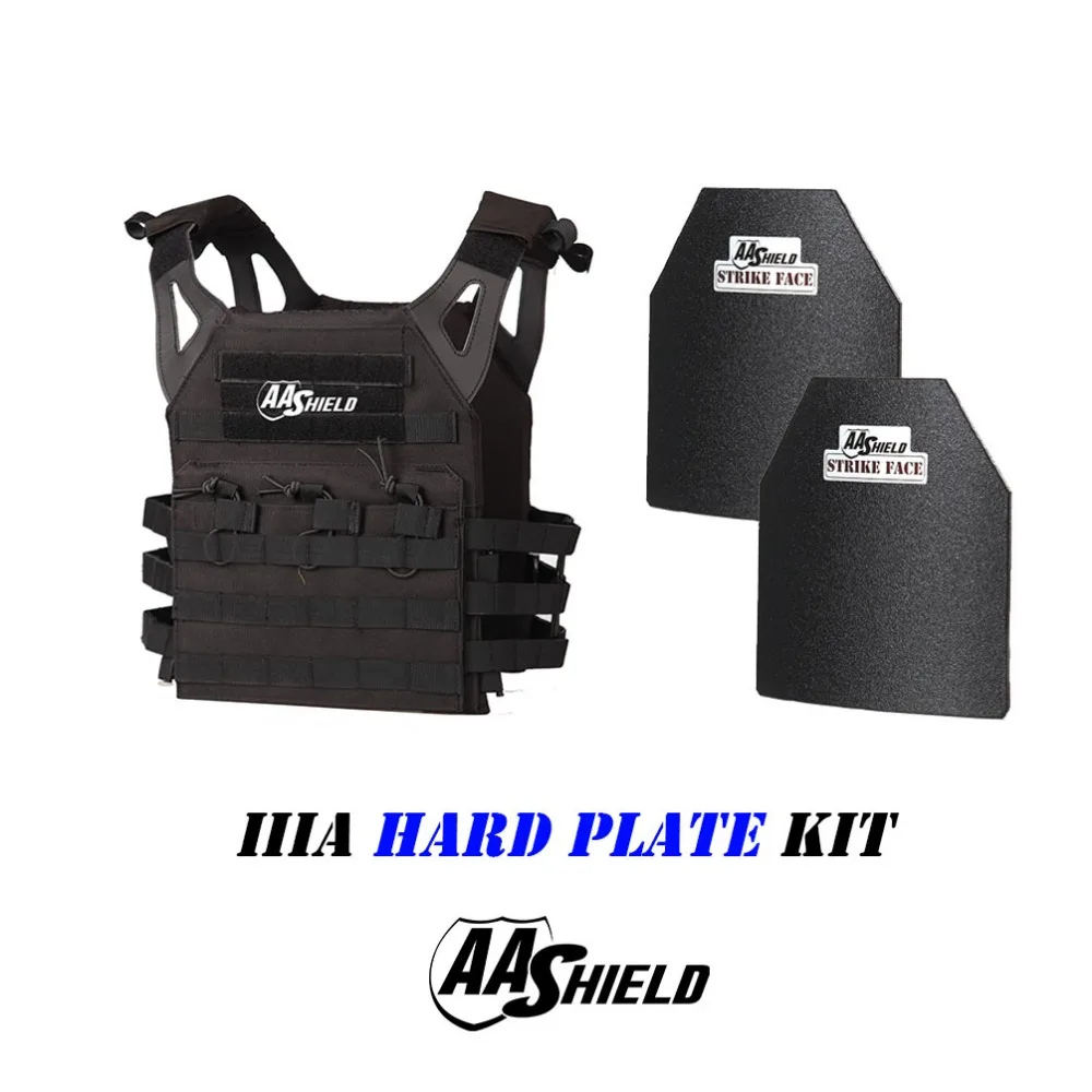 

AA Shield Molle Carrier Military Tactical Vest JPC Style Level NIJ IIIA Hard Plate Kit JPC Plate Carrier and Plates Set /Black