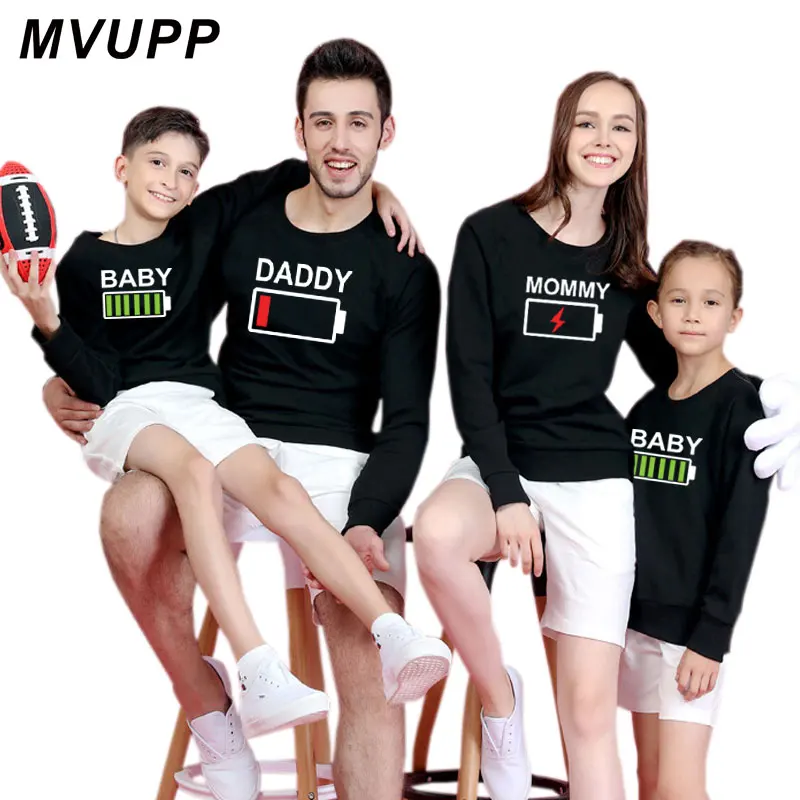 

family look matching outfits mother daughter father son t shirt for daddy mommy and me baby girl clothes battery big sister nmd