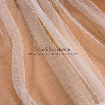 

10 yards/lot in light pink/ivory Watermarks pleaded good quanlity evening/wedding dress netting lining 150cm
