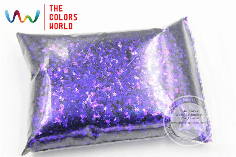 

TCR403 Iridescent peacock purple With Blue luster color Stars Shape 2.0MM Size glitter for nail Art or other DIY decoration