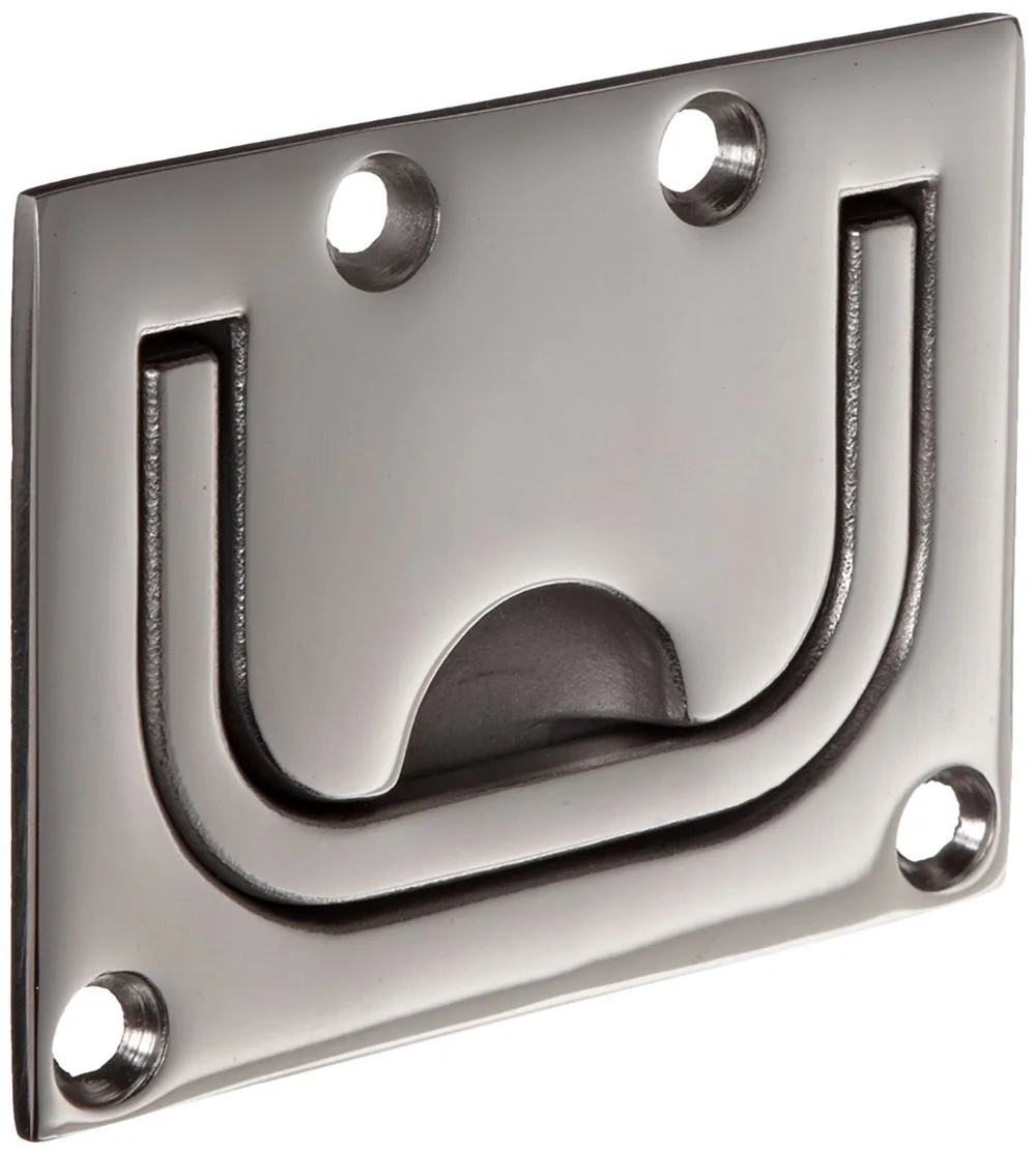 316 Stainless Steel Ring Pull Handle, Polished Finish, Mounted Plate