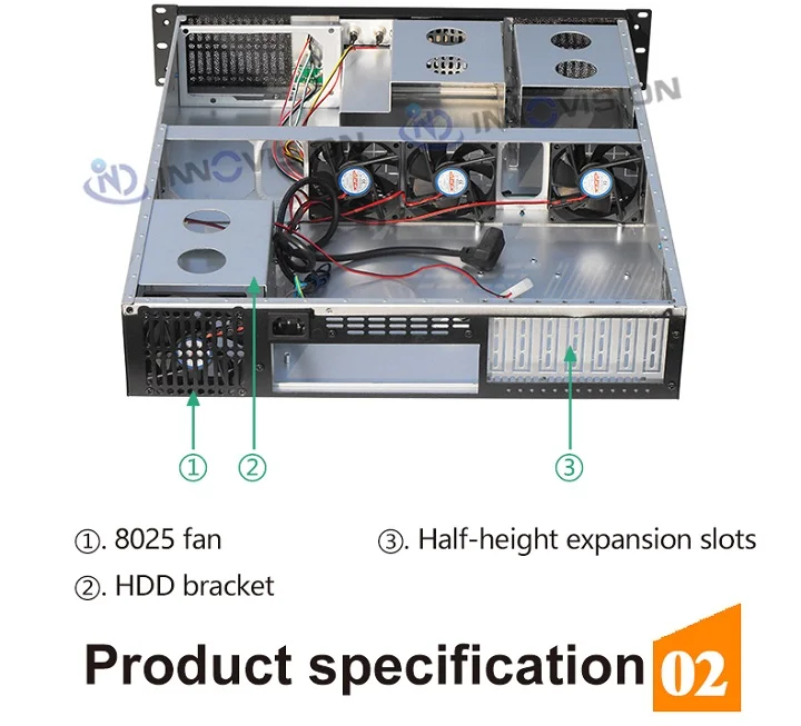 2U чехол для компьютера ATX M/B с 7half-length PCI PCIe expanional слотами для карт