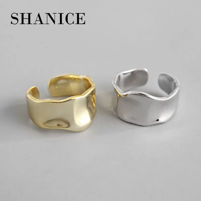 Comprar SHANICE 925 Plata de Ley joyería europea y americana simple irregular cóncavo convexo anillo moda TIDE flow open ring