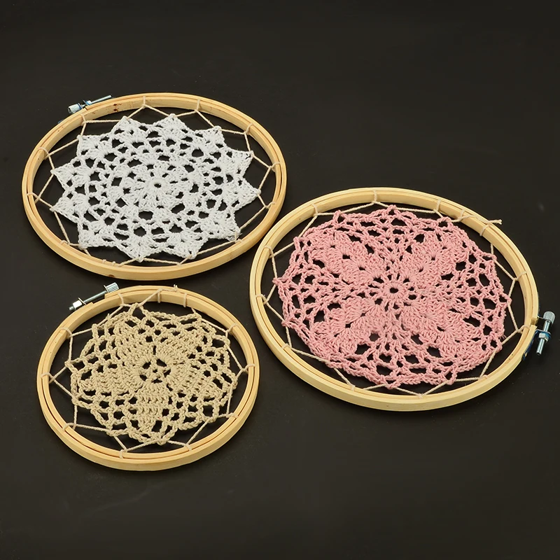 DIY gran Doily encaje atrapasueños artesanías conjunto de encaje atrapasueños conjunto de fondo colgante de pared decoración de la boda decoración del hogar
