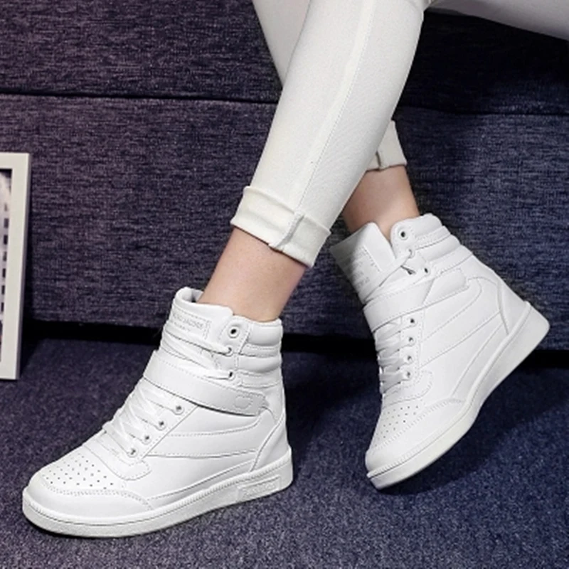 

2016 autumn and winter high heels ankle boots women casual shoes increased the wedge heel wedge shoes high-top mixed
