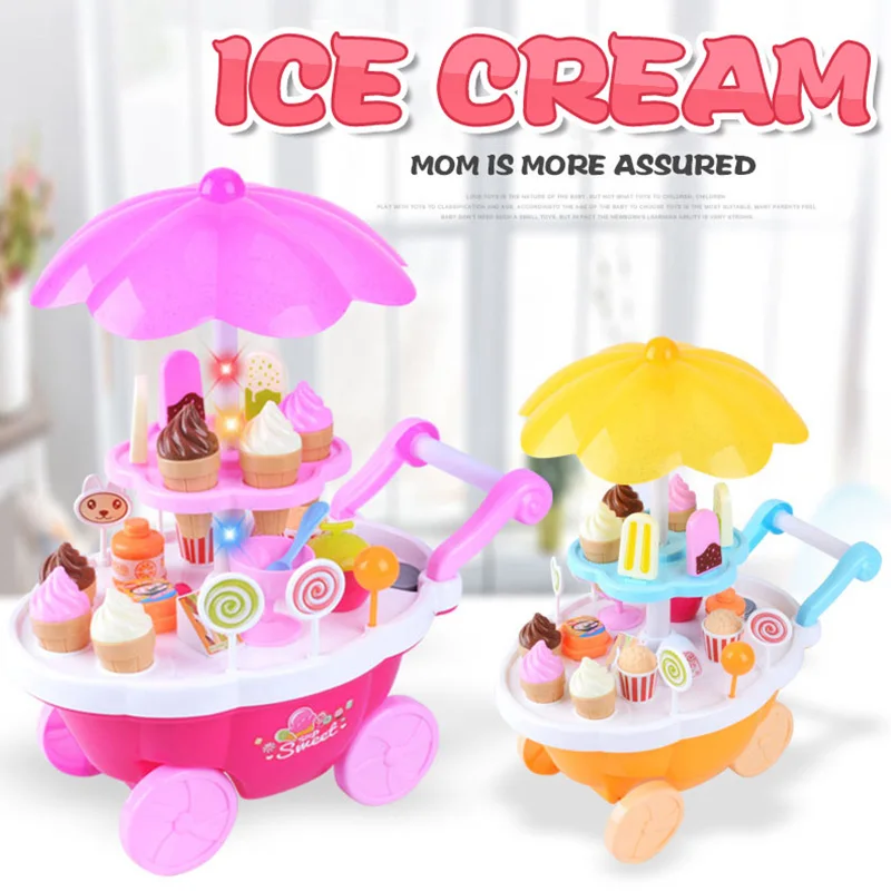 Children'S Toys Kids Eduacational Pretend Play ToyKids Simulation Candy Ice Cream Girl Kitchen Pink Trolle Pusher Car Music | Игрушки и
