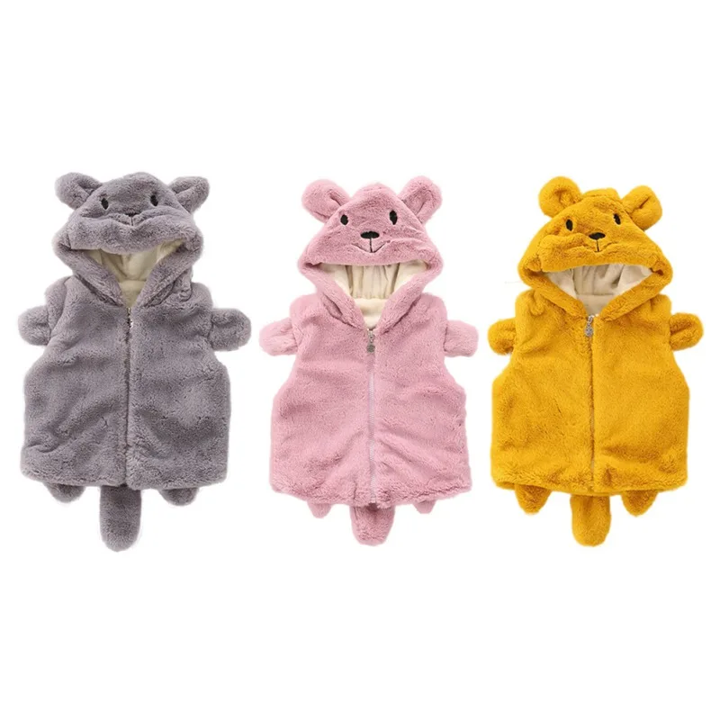 

Baby Autumn Winter Waistcoat Children's Thick Bear Ears Hoodies Cotton Girls Waistcoats Kids Clothes Vest 1-6Y