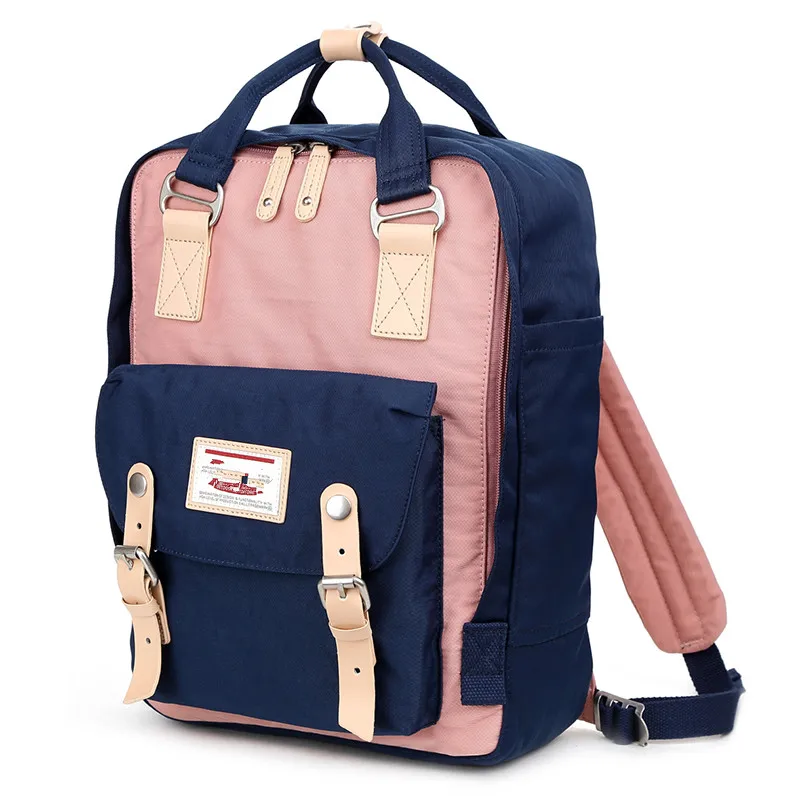 Новые модные женские холщовые рюкзаки ярких цветов, школьные сумки для девочек и мальчиков, повседневные дорожные сумки, рюкзак для ноутбука Mochila S062 - Цвет: Pink Black