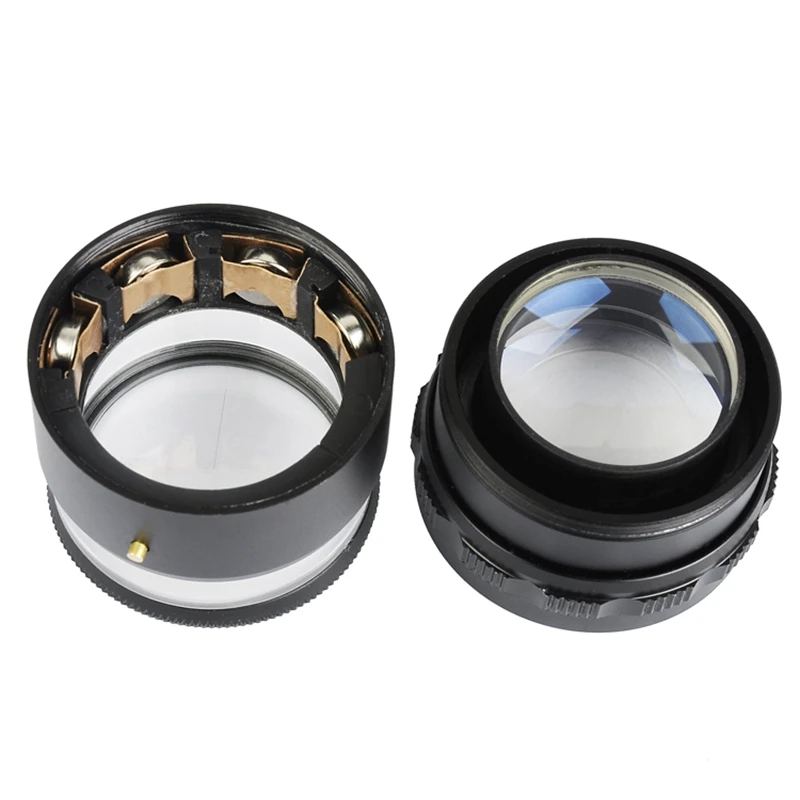 10X LED Illuminated Focus Adjustable Cylindrical Loupe Measuring Magnifier Achromatic Lens with Cross Scale Graticule and 8LED|measuring