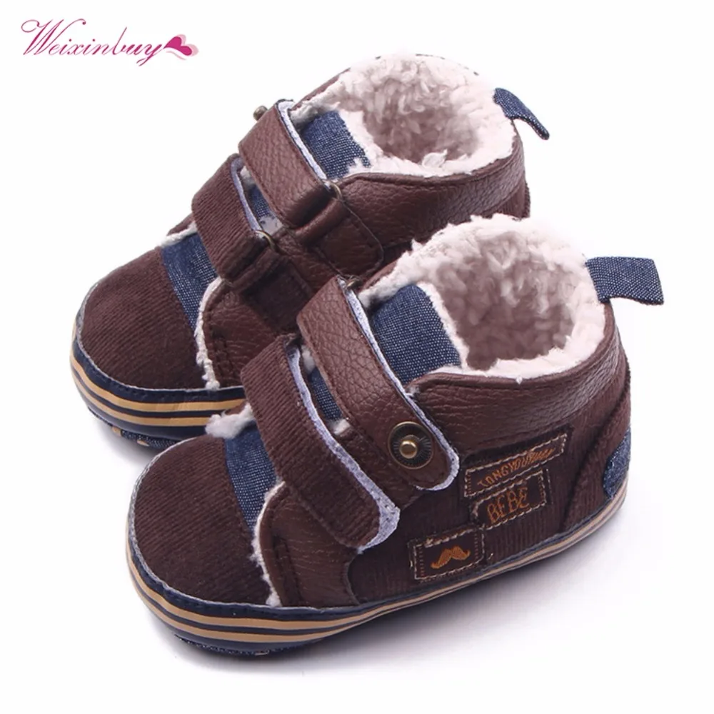 WEIXINBUY/Модная Нескользящая детская зимняя обувь; теплые первые ходунки для новорожденных мальчиков