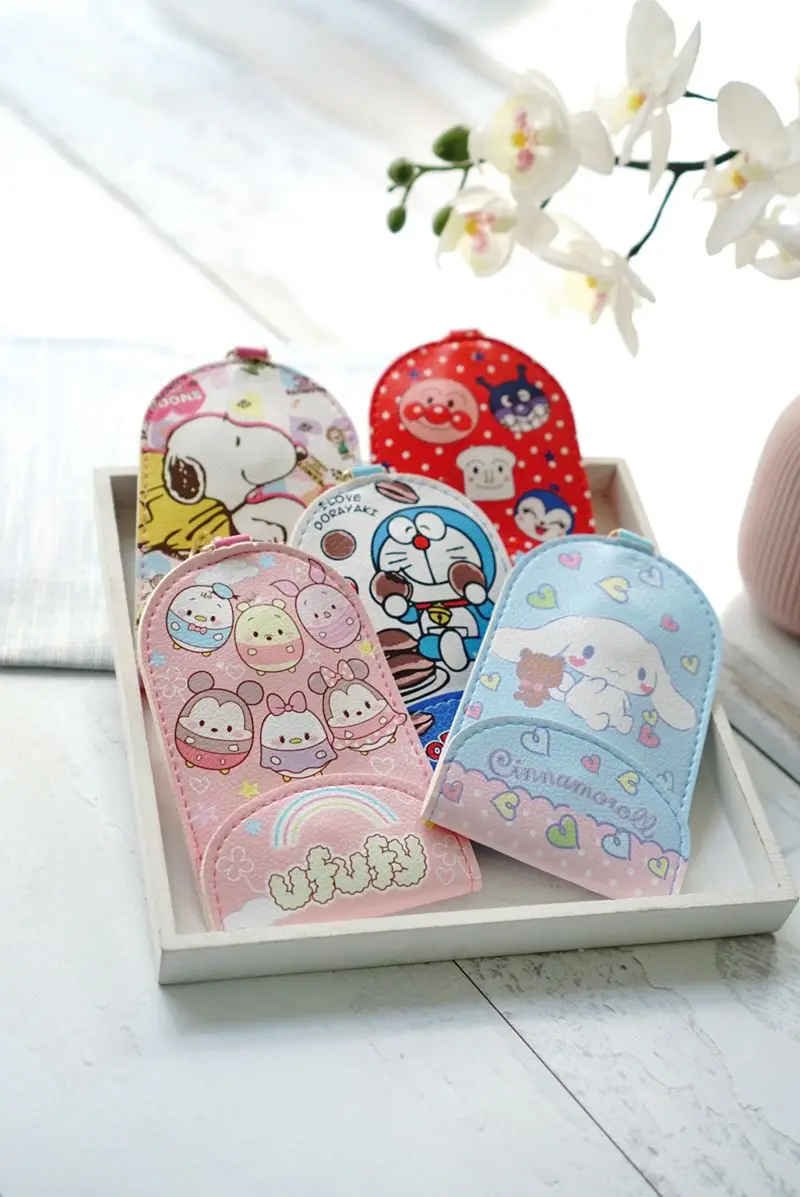 Мультяшный креативный защитный чехол для ключей My Melody Anpanman Cinnamoroll Snoopy Doraemon Stitch, чехол для карт, водонепроницаемый чехол-держатель из искусственной кожи