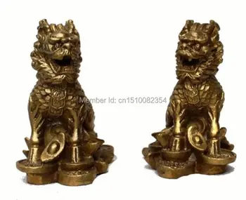 

Details about Chinese Fengshui Brass animal Door Kylin Qi-lin Qilin wealth Statue Pair
