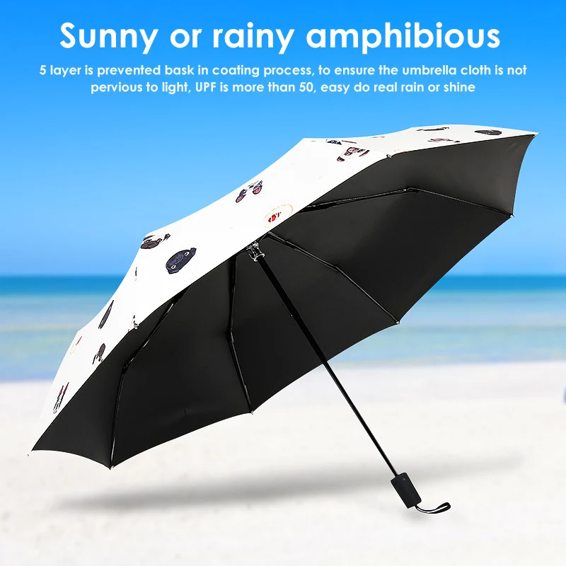 

Folding Umbrellas 2019 Design Hand Painting Cartoon Dog UV-Protective Windproof Ultralight Parasol Sun Shade Rain Umbrellas