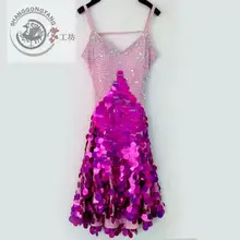 Стиль, костюм для латинских танцев, сексуальное платье из спандекса с блестками и бриллиантами для латинских танцев, женское платье для латинских танцев, платья для соревнований, S-4XL F5