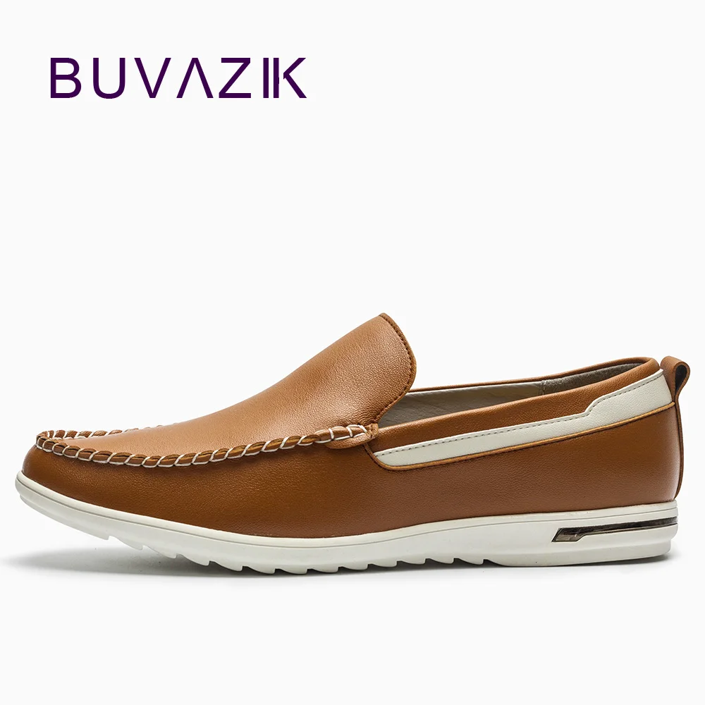 

BUVAZIK New fashion 2018 soft genuine leather loafers men's comfortable casual shoes slip-on driving shoes men flats