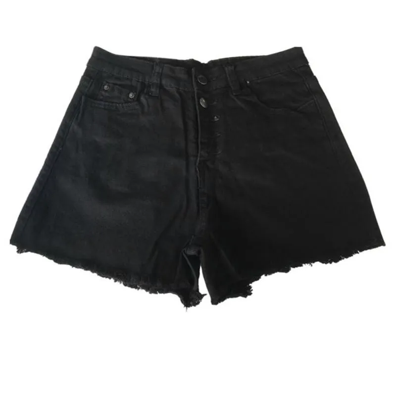 Спальное место#401 Новая мода Для женщин отверстие рваные Высокая талия джинсы Джинсовые шорты Горячая Мини Сексуальная модная летняя - Цвет: Black