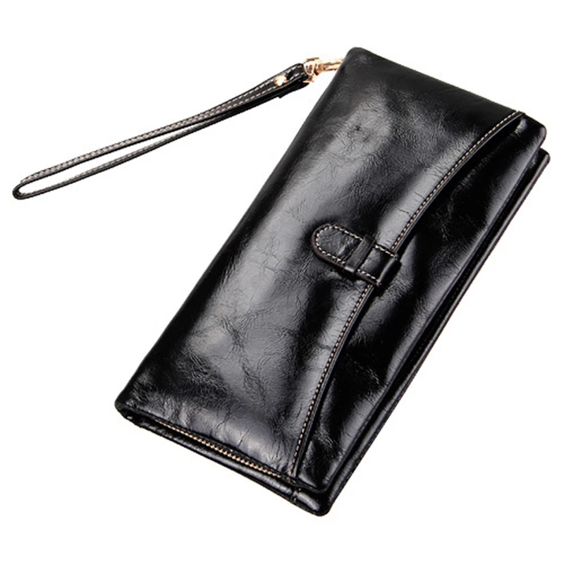 

2018 Fashion Women's Genuine Leather Wallet Female Vintage Card Holder Credit Card Coin Purse Wallets Clutch long Wallet handbag