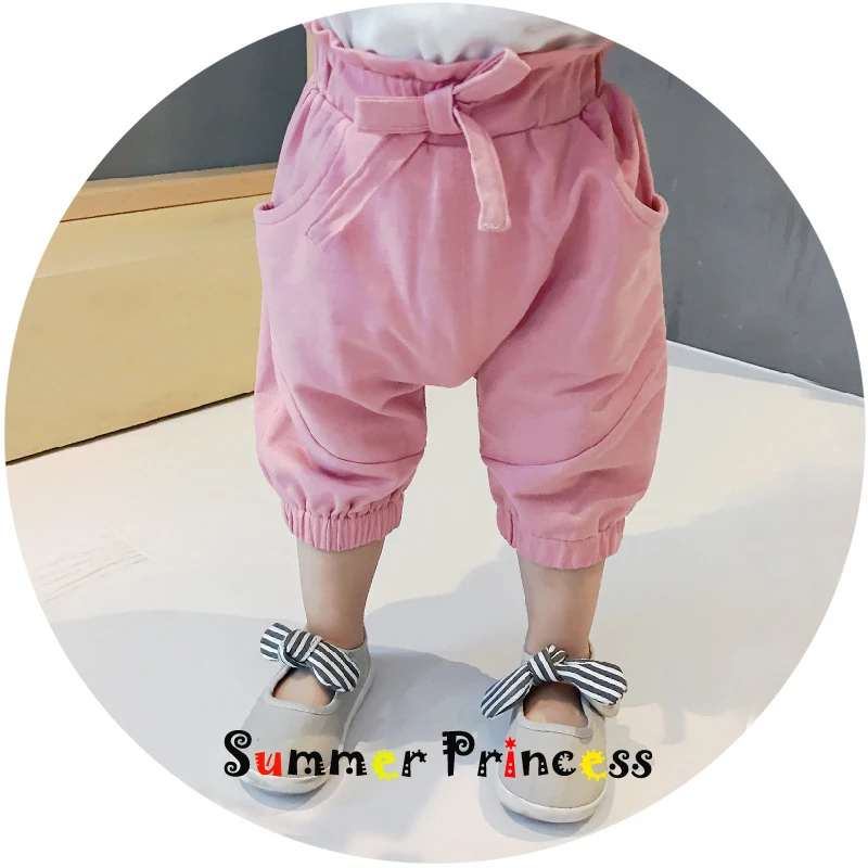 Summer Princess 2017 Newfashioned baby girl Shorts Pants England Style Solid Mid Decorative with Bowknot Caparis |