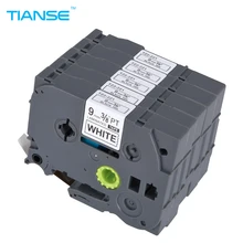 TIANSE 5pcs TZe 221 9mm Black on White TZe221 TZ221 TZe 221 TZ tape for Brother