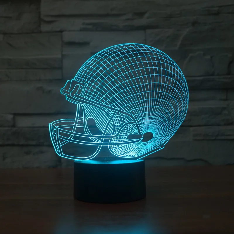 Футбол шлем цвет Красочные акриловые 3d лампа сенсорный визуальный стерео свет градиент Ночник подарок новинка USB 7 цветов изменить настольная лампа