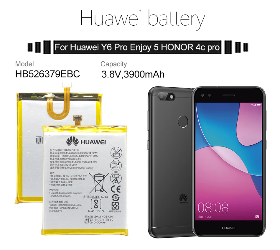 Hua Wei аккумулятор для телефона HB526379EBC для huawei Y6 Pro/Enjoy 5/Honor 4C Pro 4000 мАч Сменные Аккумуляторы Бесплатные инструменты