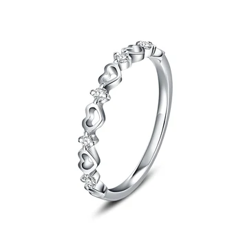 

ANI 18K White Gold (AU750) Wedding Ring Round Certified I/SI Real Natural Diamond Rings Heart Pledge Gift for Women Engagement