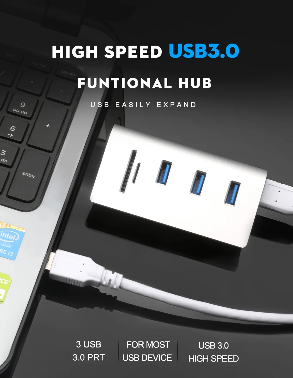 USB 3,0 концентратор 3 порта с TF/SD кард-ридером высокая скорость Мульти USB разветвитель usb кард-ридер для MacBook для windows ноутбука ПК