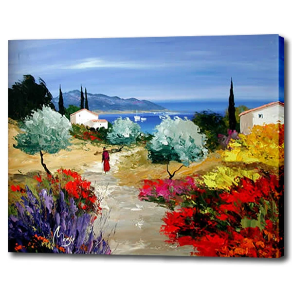 Route de campagne chemin paysage peinture à l'huile