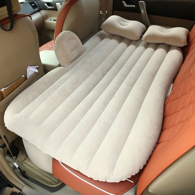 

Car Air Mattress Travel Bed Car Back Seat Cover Inflatable Mattress Air Bed Good Quality Inflatable Car Bed (beige and black)